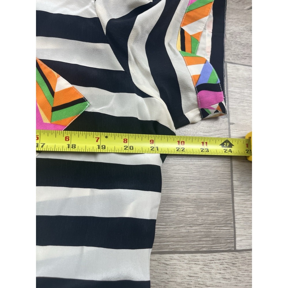Vintage Blouse Top Emporio By Oleg Cassini 100% Silk Striped 80's Pocket - Picture 11 of 14